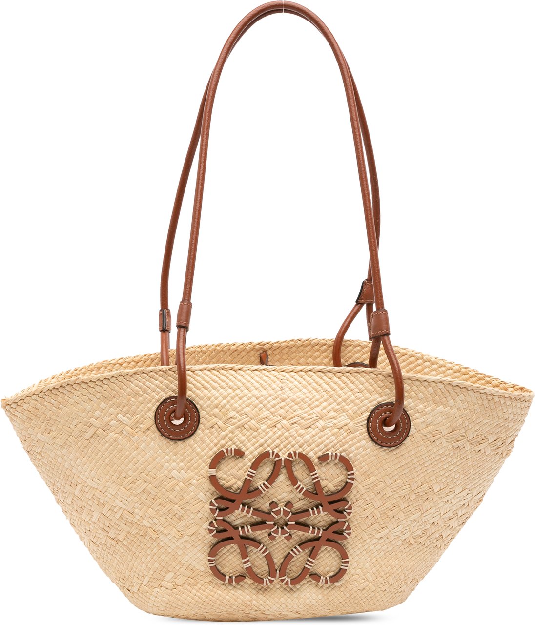Loewe Paulas Ibiza Small Anagram Raffia Tote Bruin