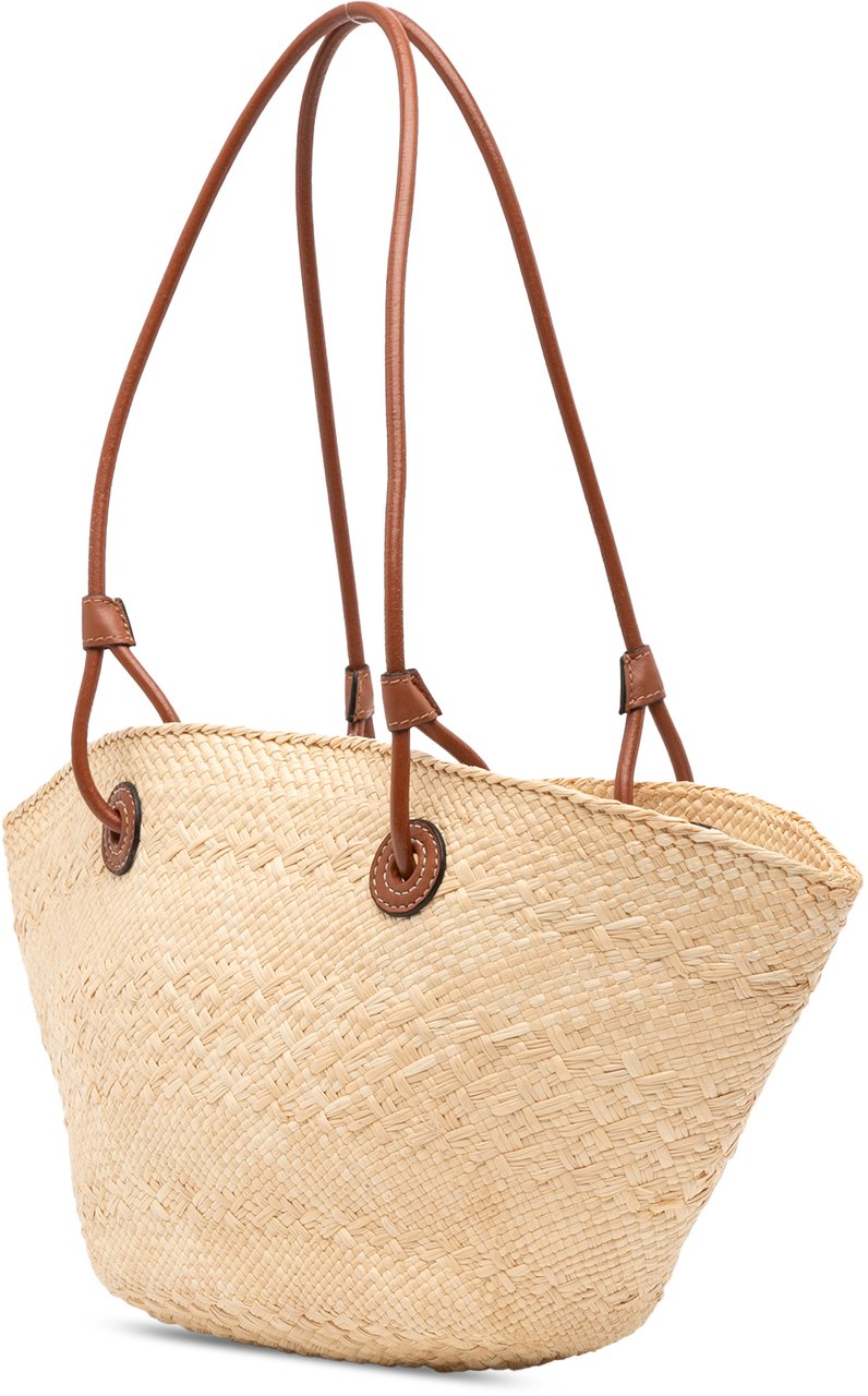 Loewe Paulas Ibiza Small Anagram Raffia Tote Bruin
