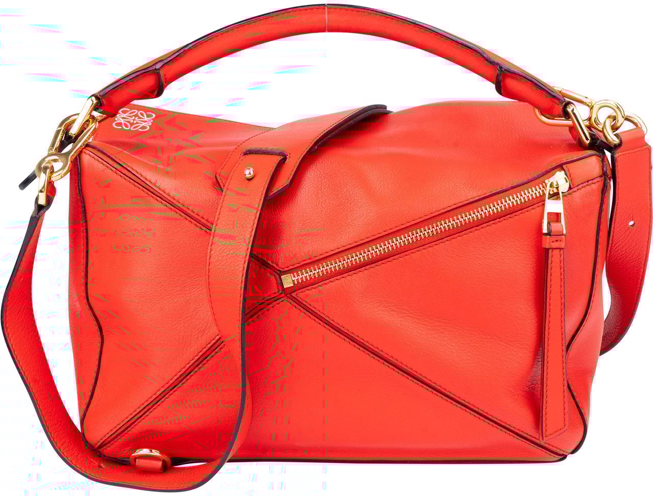 Loewe Loewe Red Leather Puzzle Handbag Rood