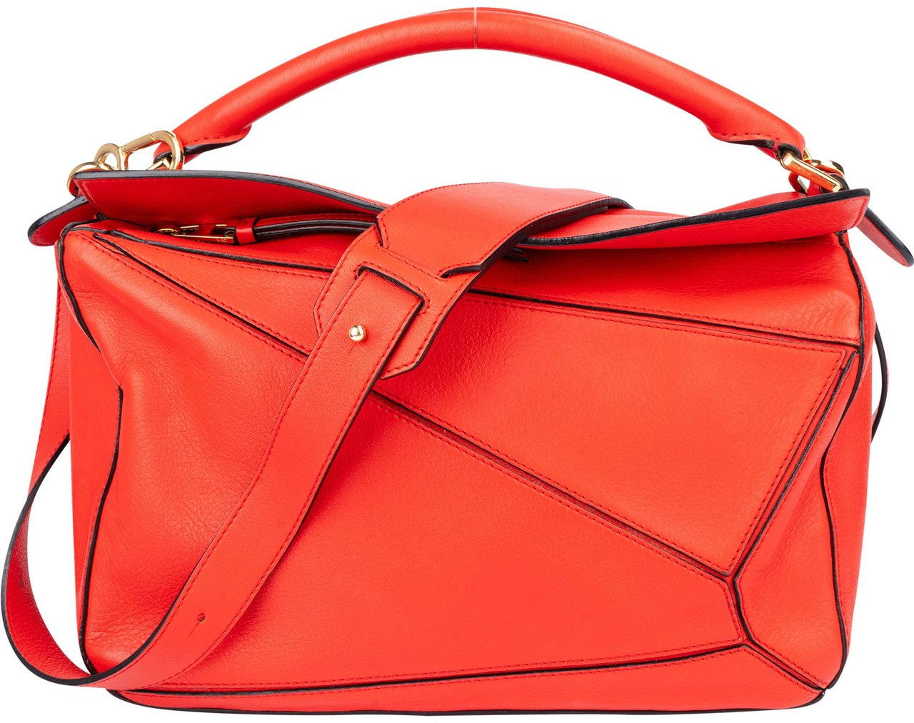 Loewe Loewe Red Leather Puzzle Handbag Rood