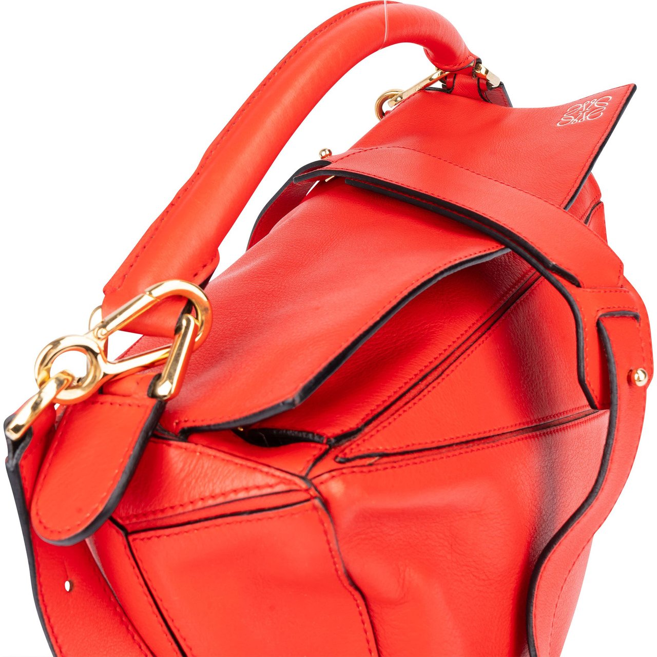 Loewe Loewe Red Leather Puzzle Handbag Rood