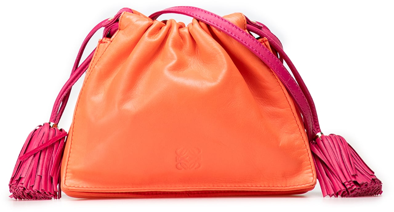 Loewe Mini Nappa Flamenco Tassel Crossbody Oranje