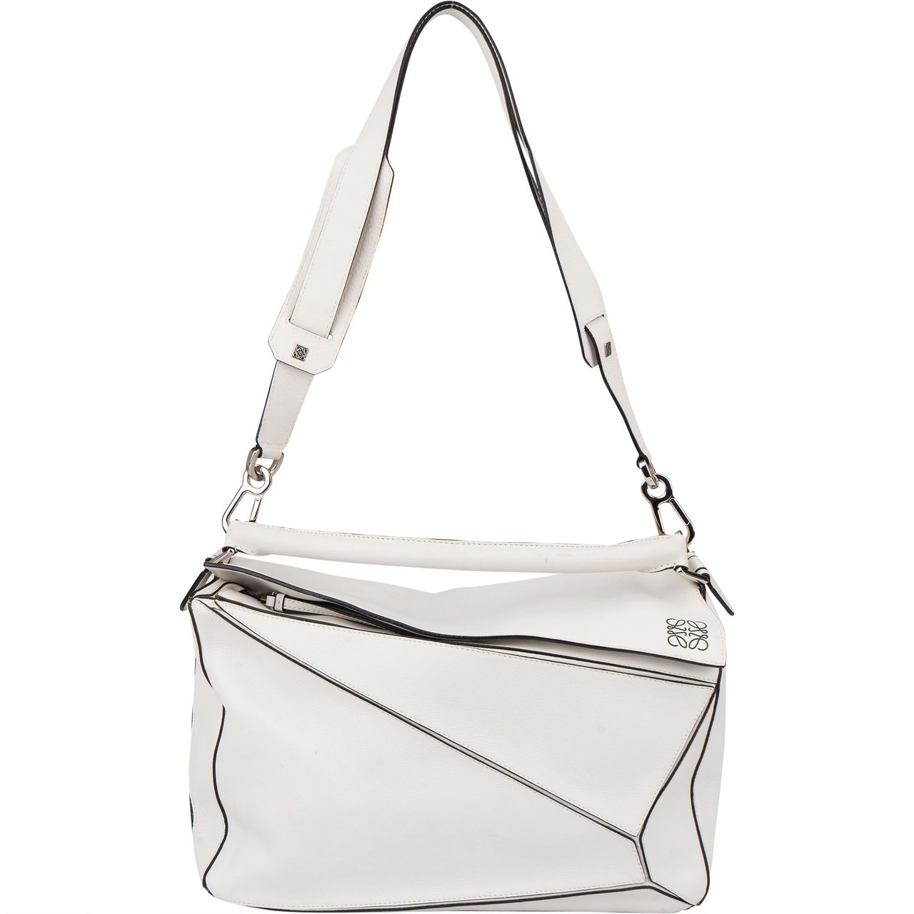 Loewe Loewe White Leather Puzzle Handbag Wit