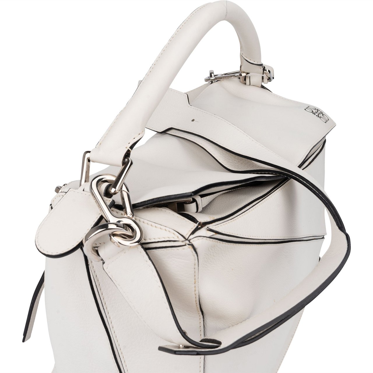 Loewe Loewe White Leather Puzzle Handbag Wit