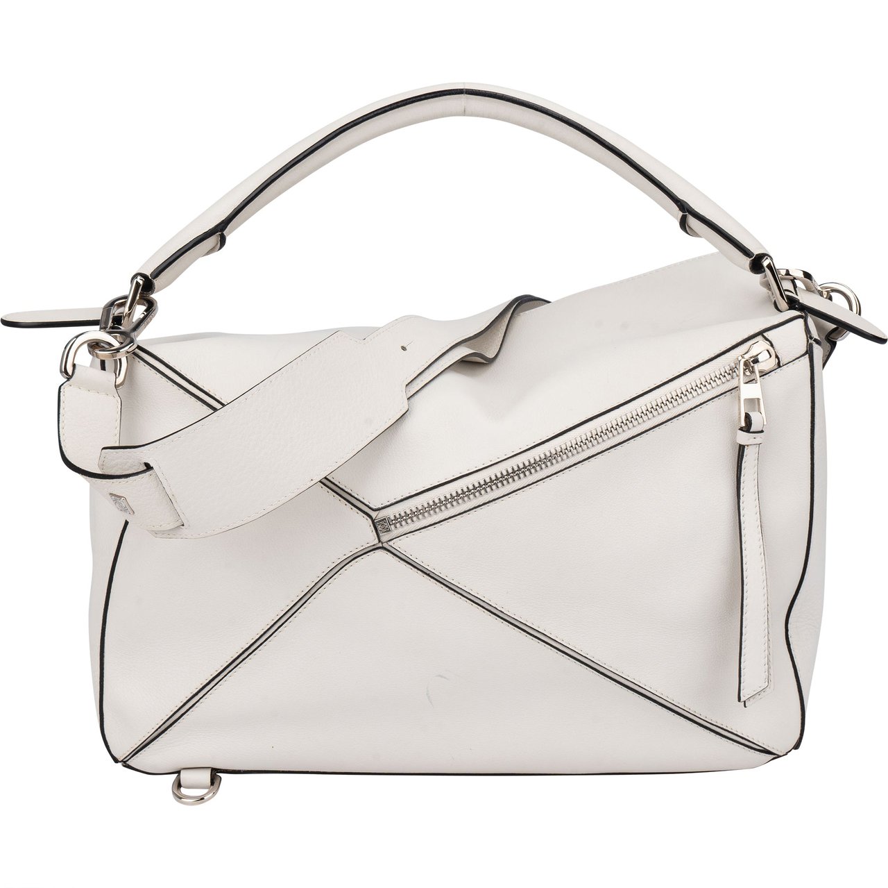 Loewe Loewe White Leather Puzzle Handbag Wit
