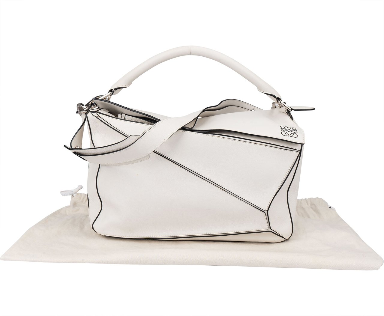 Loewe Loewe White Leather Puzzle Handbag Wit