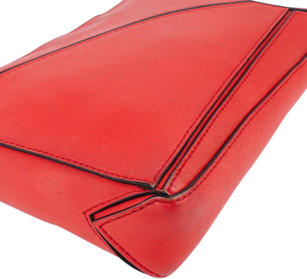Loewe Loewe Red Leather Puzzle Clutch Shoulder Bag Rood
