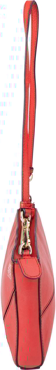 Loewe Loewe Red Leather Puzzle Clutch Shoulder Bag Rood