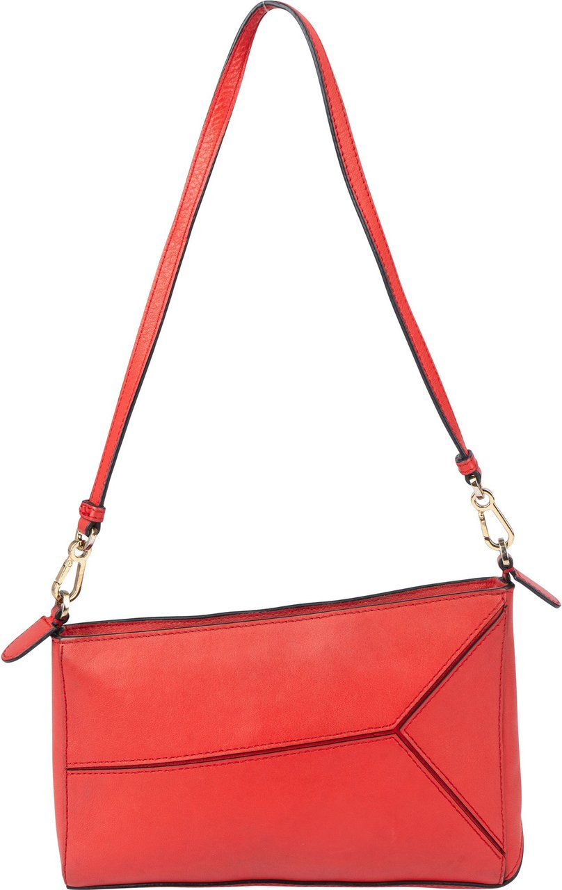 Loewe Red Leather Puzzle Clutch Shoulder Bag Rood