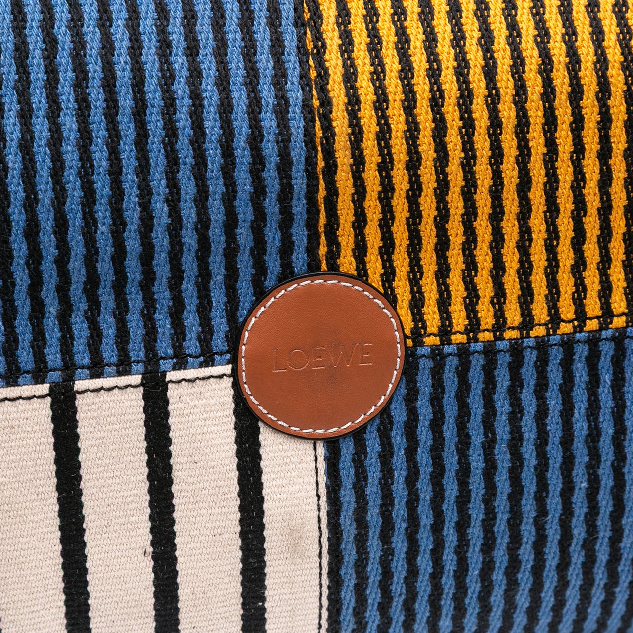Loewe Paulas Ibiza Large Canvas Stripes Cushion Tote Blauw