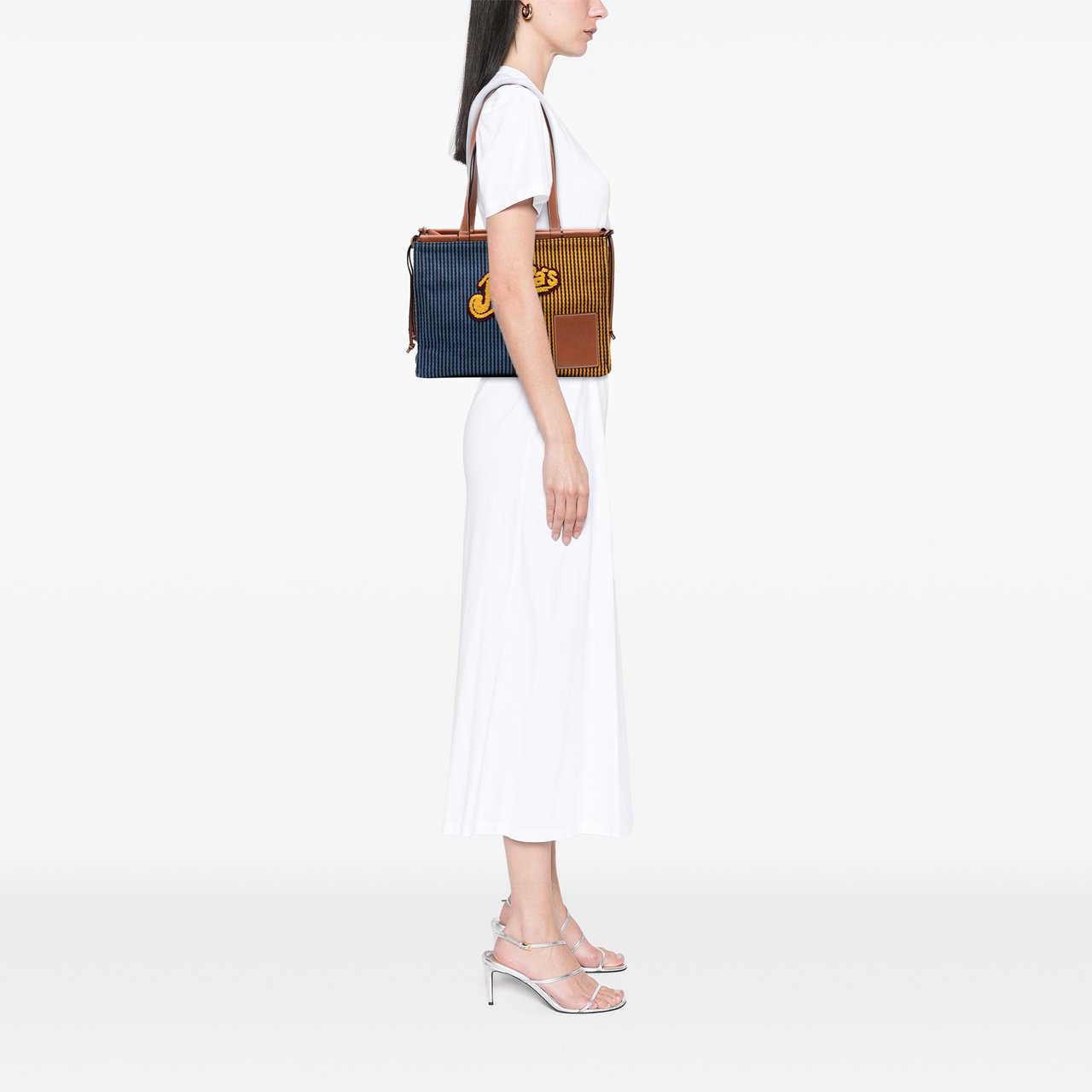 Loewe Paulas Ibiza Large Canvas Stripes Cushion Tote Blauw