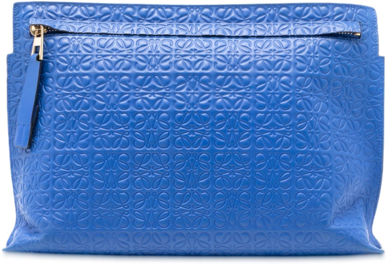 Loewe Embossed Anagram Repeat T Clutch Blauw