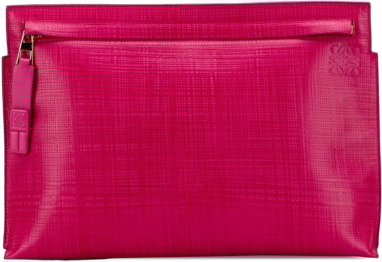 Loewe Large Linen Embossed Patent Anagram Repeat T Pouch Roze