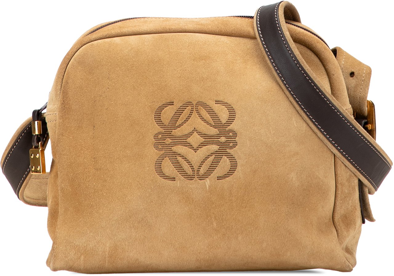Loewe Suede Anagram Crossbody Bruin