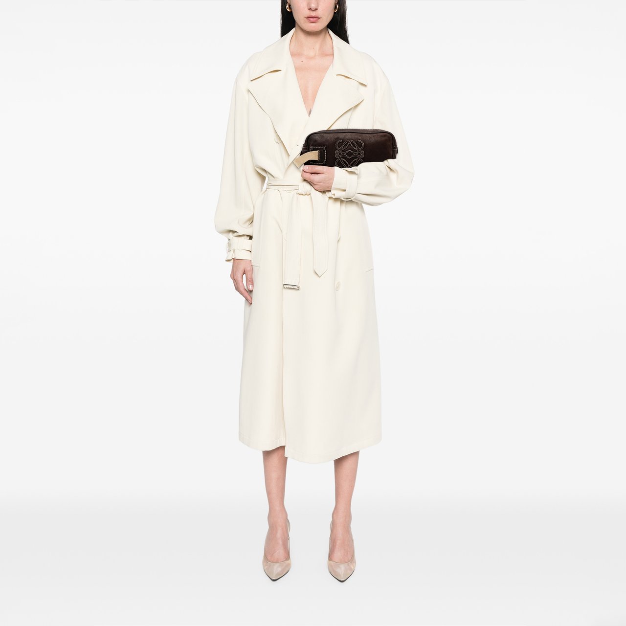 Loewe Nubuck Anagram Clutch Bruin