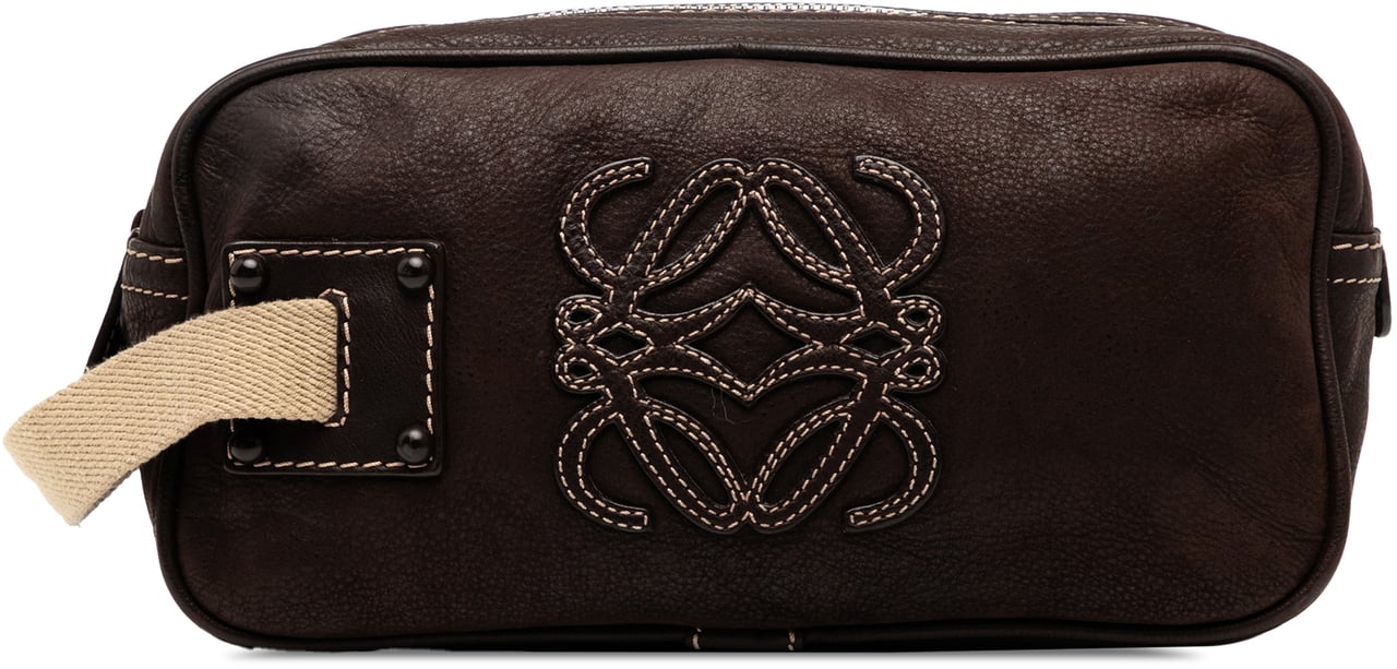 Loewe Nubuck Anagram Clutch Bruin