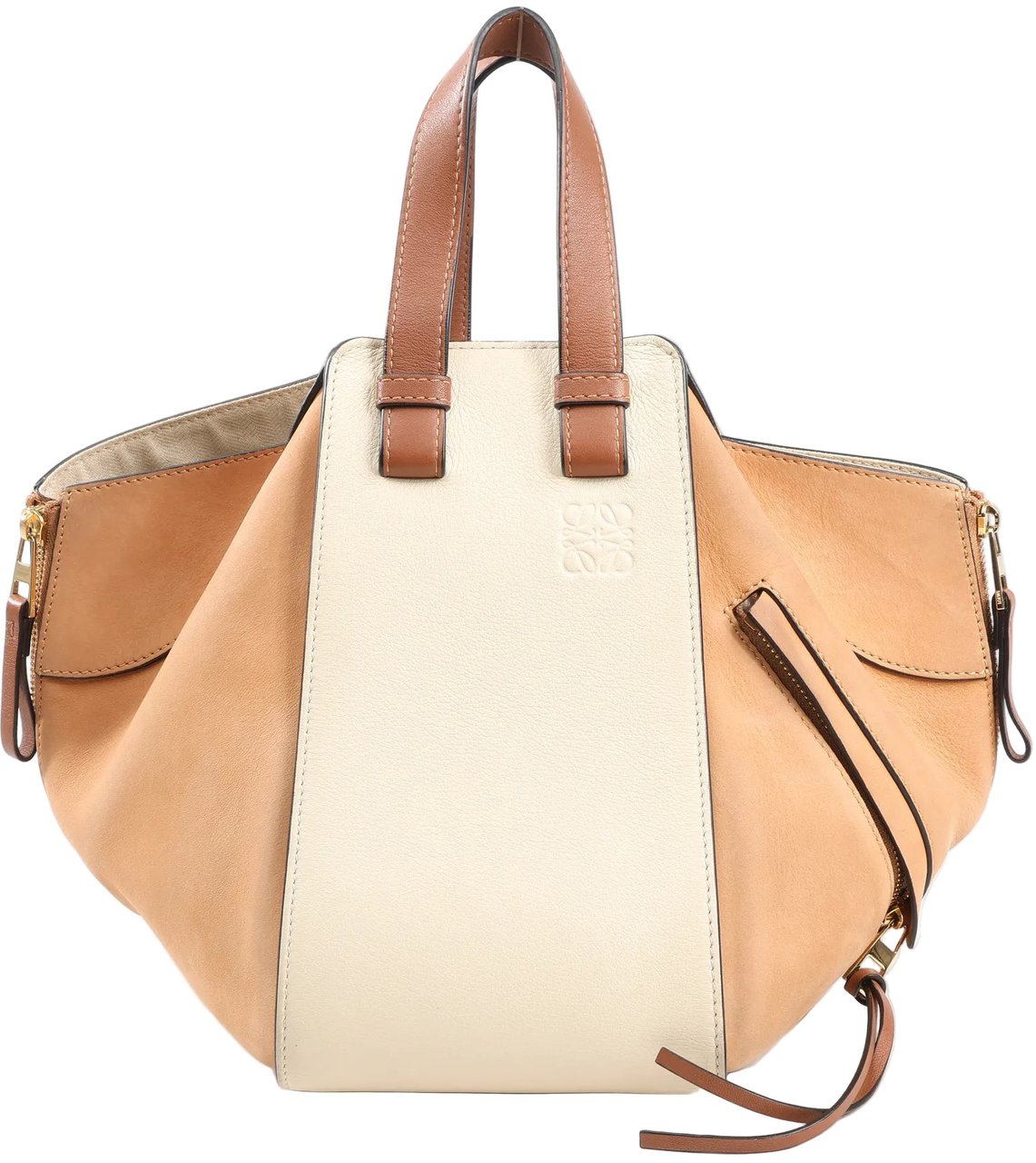 Loewe LOEWE Hammock Small Leather x Suede Handbag in Brown x Beige Divers