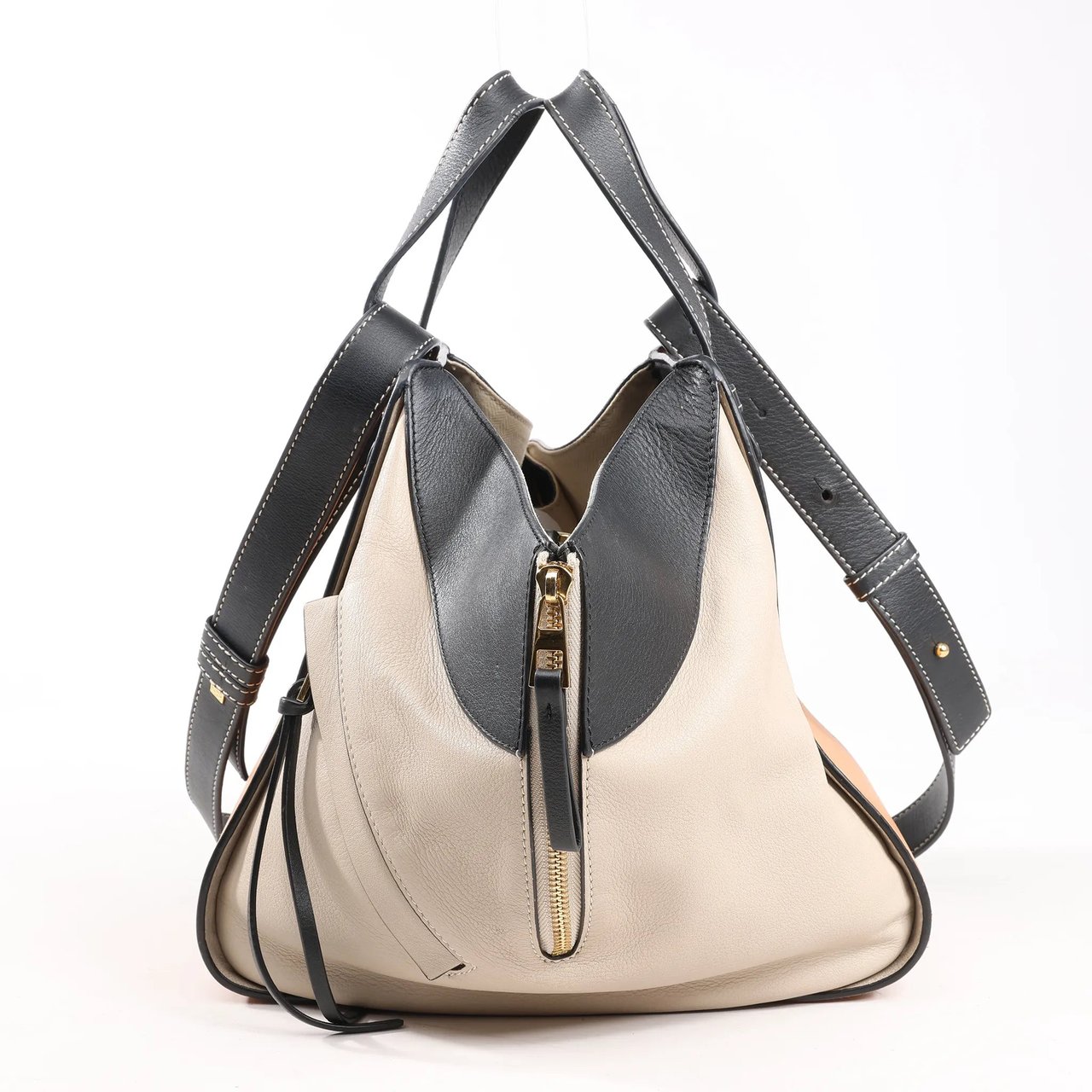 Loewe LOEWE Hammock Small Leather 2Way Handbag in Orange x Black x Beige Divers