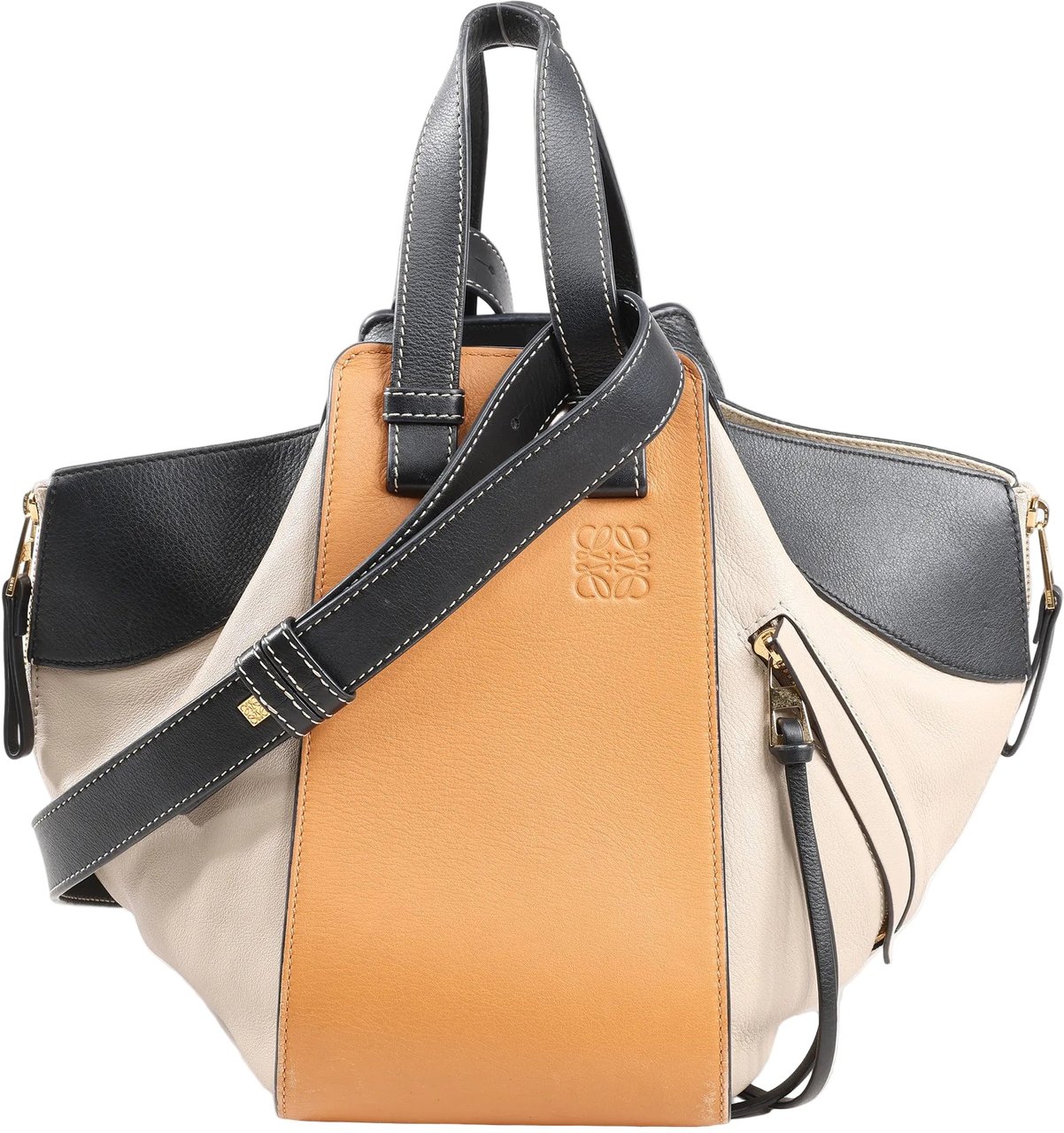 Loewe LOEWE Hammock Small Leather 2Way Handbag in Orange x Black x Beige Divers