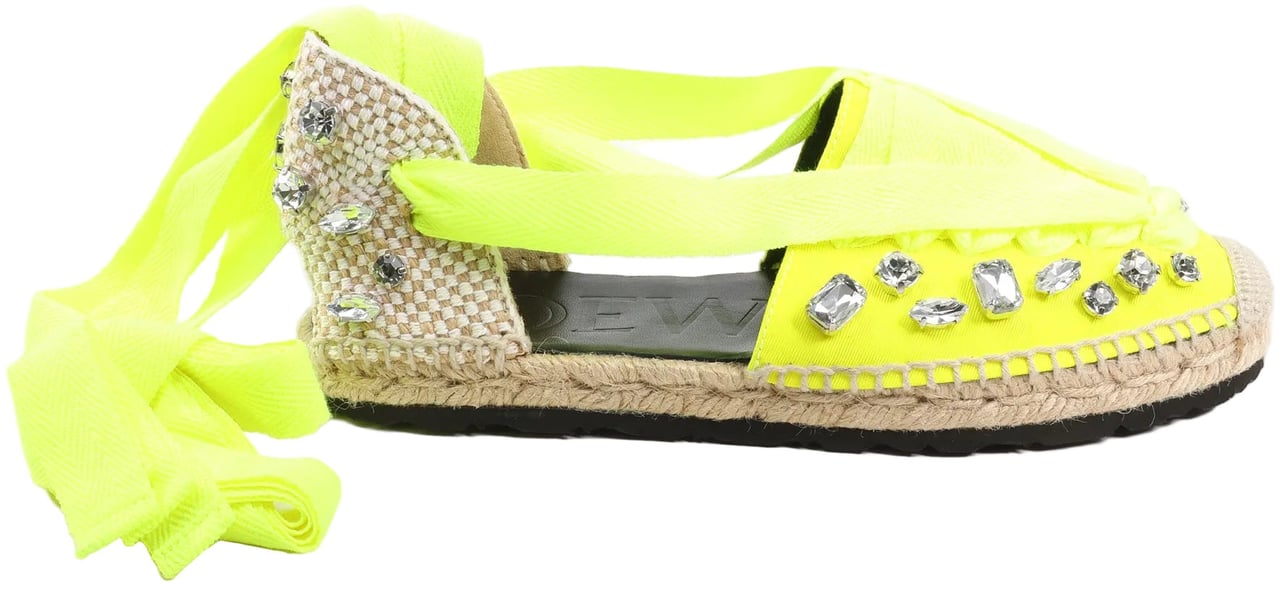 Loewe Loewe STARMARK  Bijou Ribbon Strap Fabric Sandals in Yellow 791910, Size 37 EU Geel