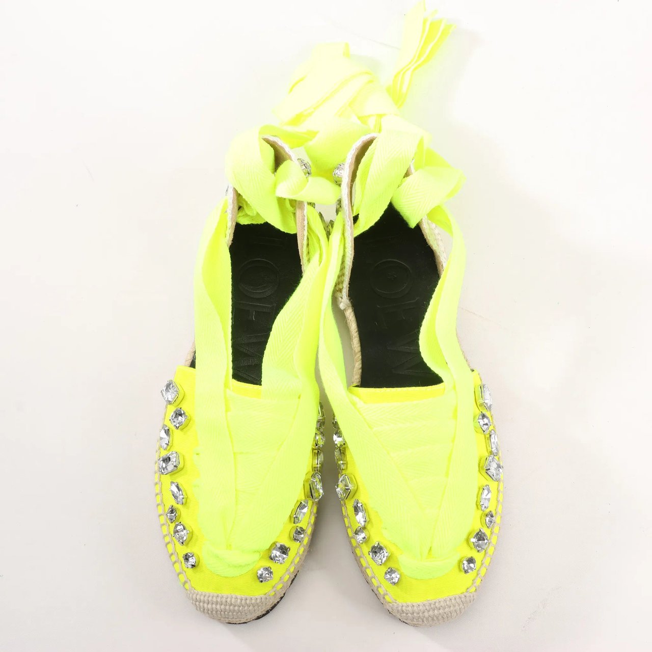 Loewe Loewe STARMARK  Bijou Ribbon Strap Fabric Sandals in Yellow 791910, Size 37 EU Geel