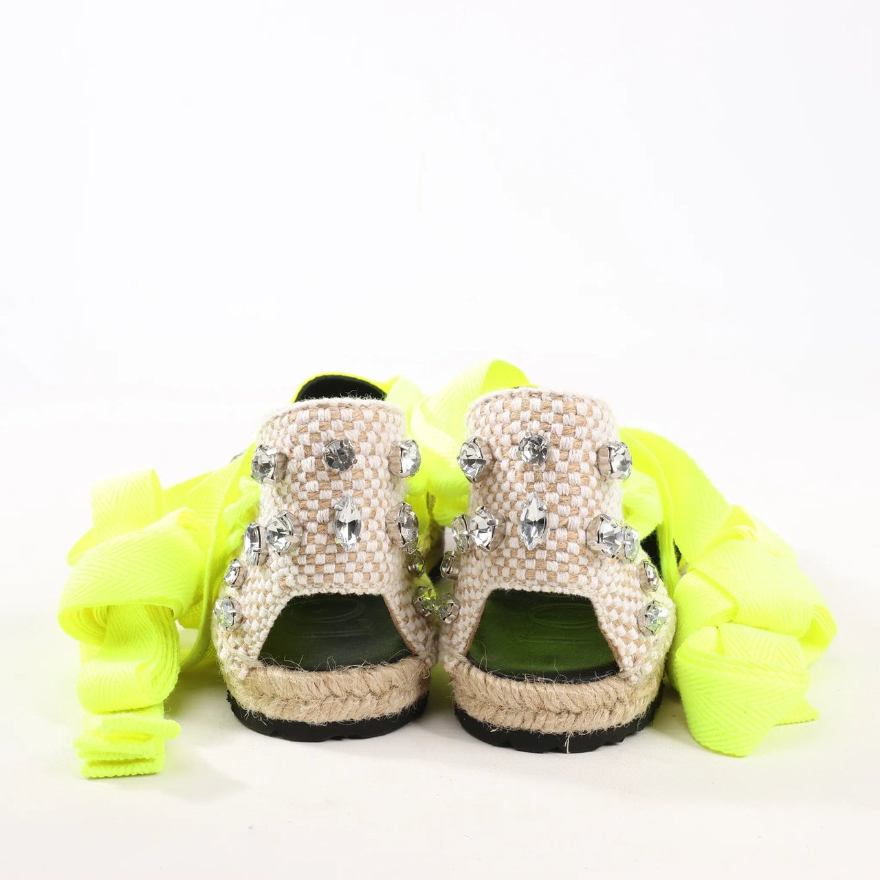 Loewe Loewe STARMARK  Bijou Ribbon Strap Fabric Sandals in Yellow 791910, Size 37 EU Geel