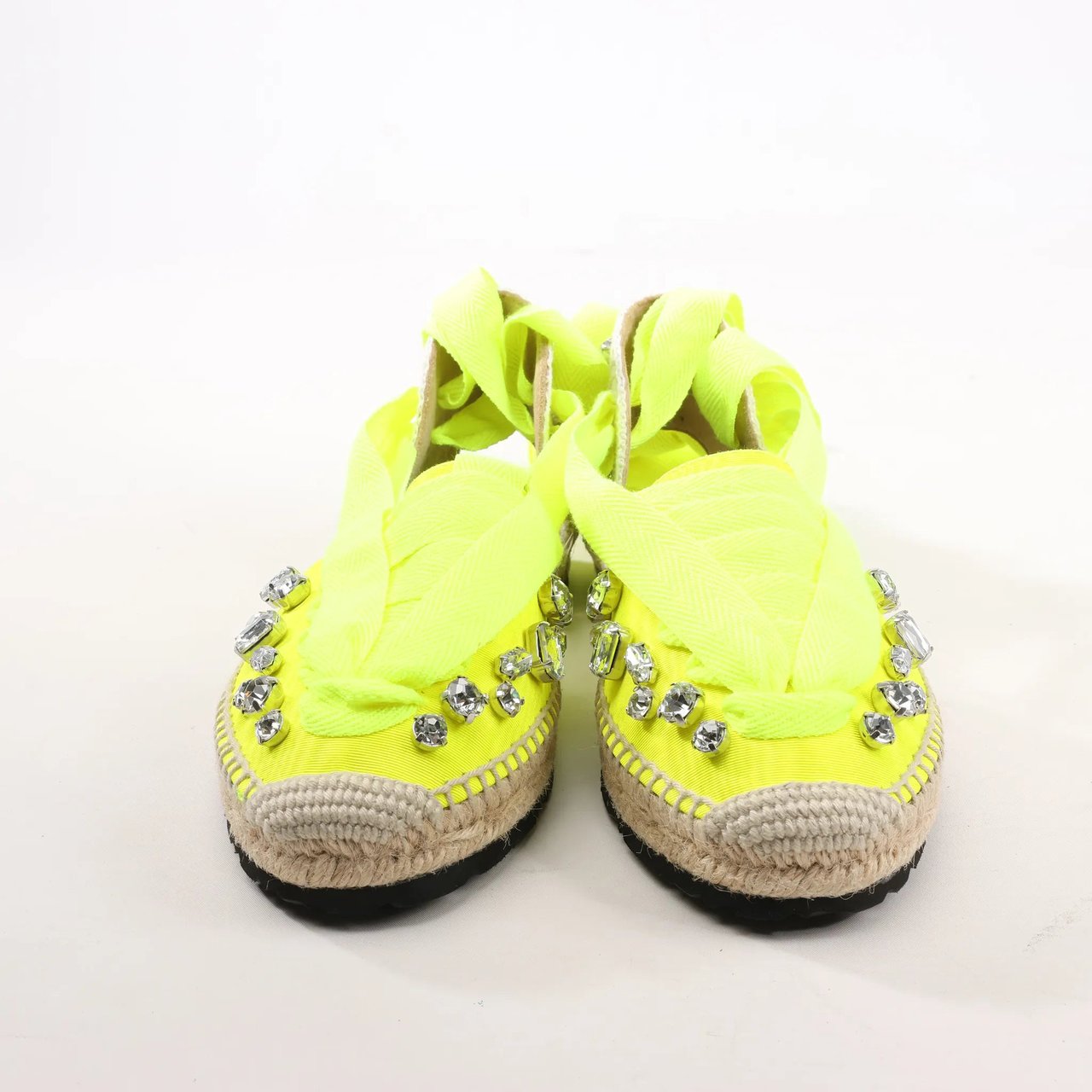 Loewe Loewe STARMARK  Bijou Ribbon Strap Fabric Sandals in Yellow 791910, Size 37 EU Geel