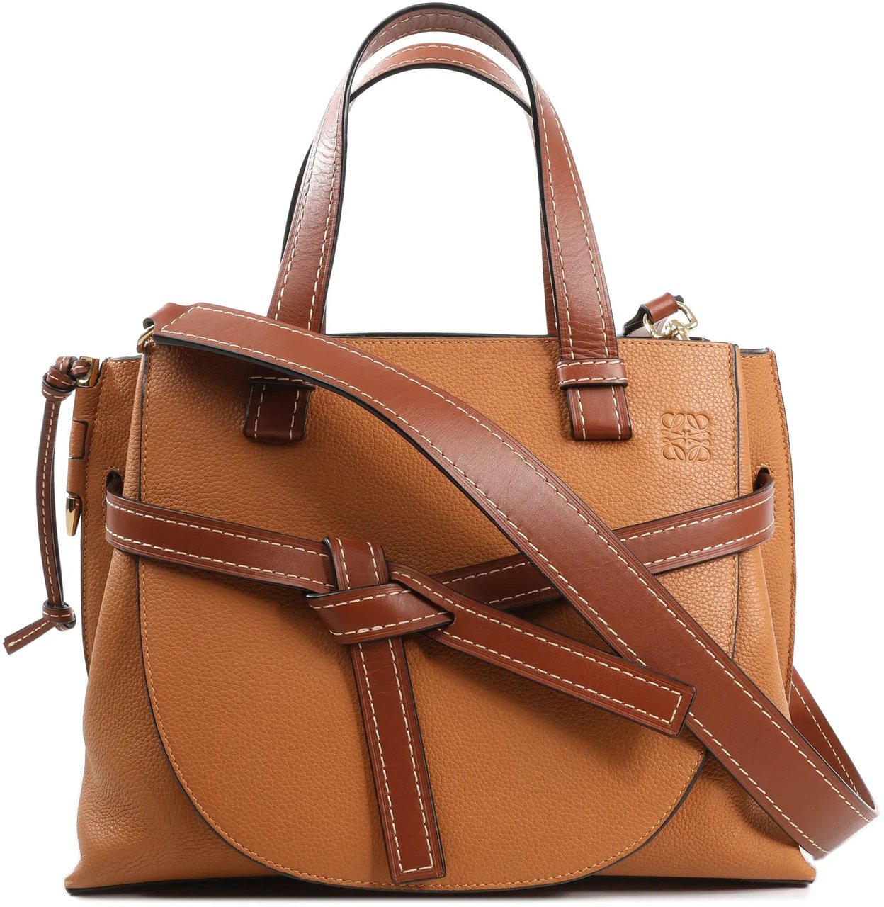 Loewe LOEWE Gate Top Handle Leather 2Way Handbag in Brown Bruin