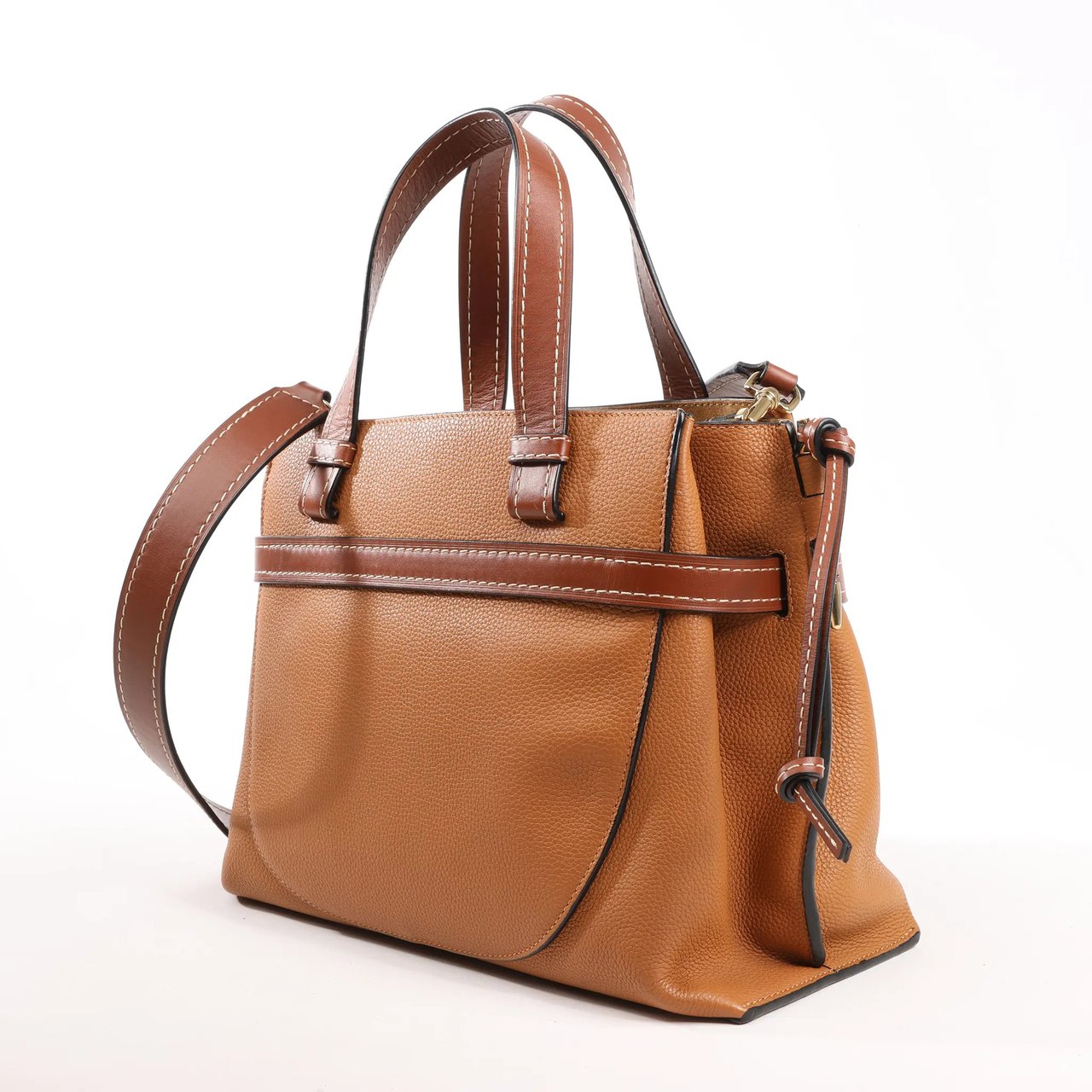 Loewe LOEWE Gate Top Handle Leather 2Way Handbag in Brown Bruin