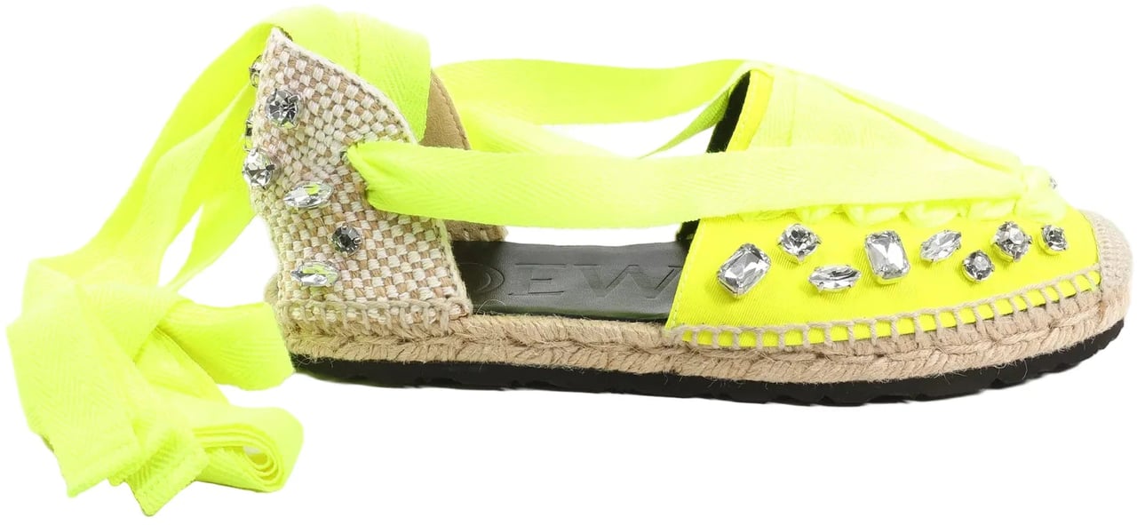 Loewe Loewe STARMARK Bijou Ribbon Strap Fabric Sandals in Yellow 791910, Size 37 EU Geel