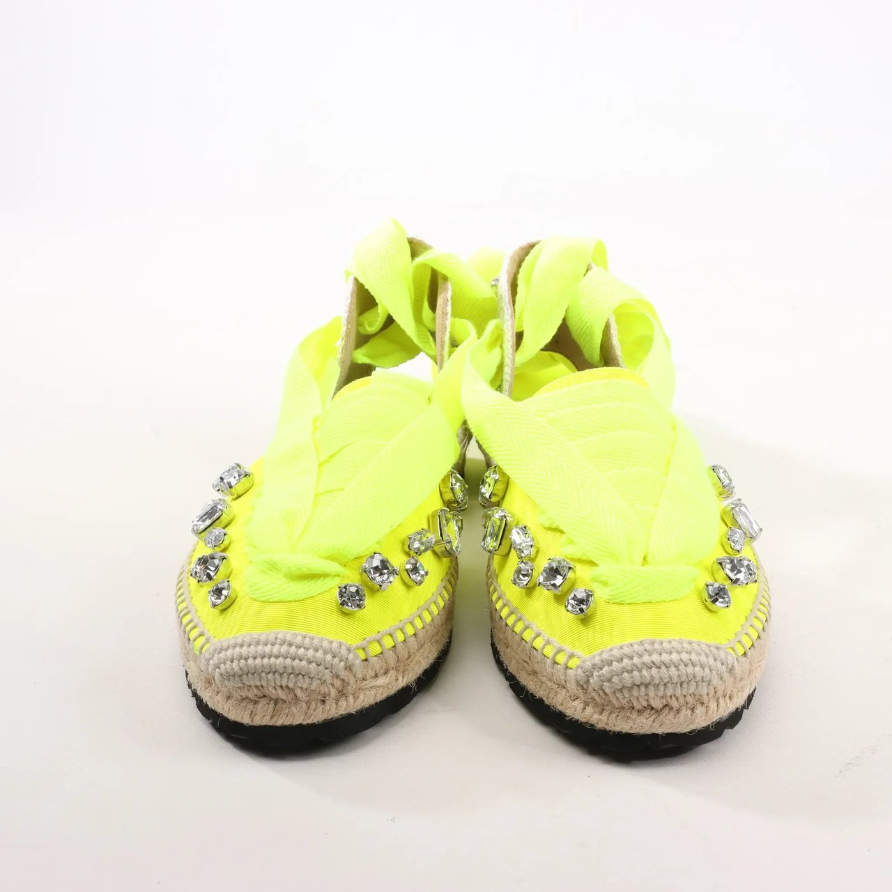 Loewe Loewe STARMARK Bijou Ribbon Strap Fabric Sandals in Yellow 791910, Size 37 EU Geel