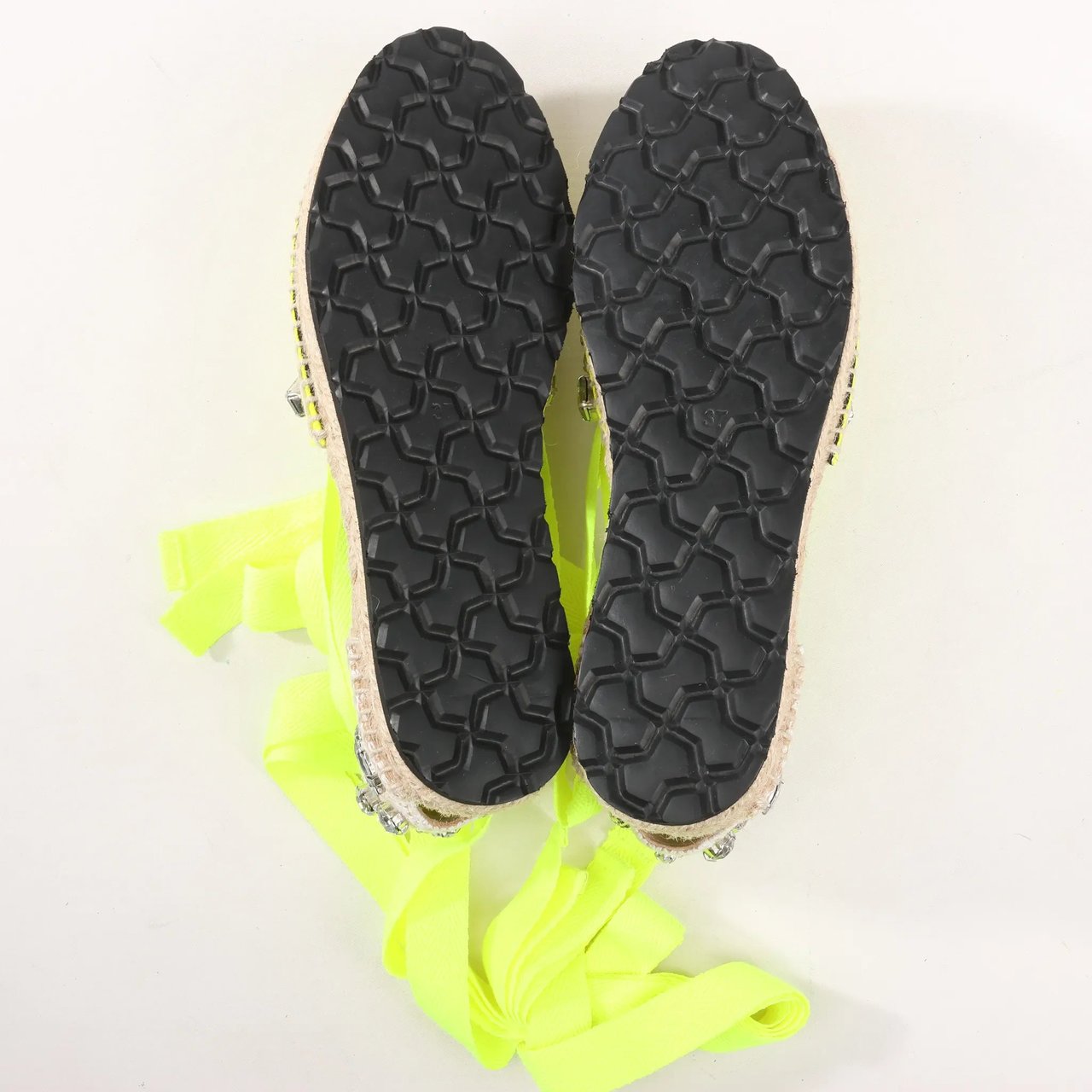 Loewe Loewe STARMARK Bijou Ribbon Strap Fabric Sandals in Yellow 791910, Size 37 EU Geel