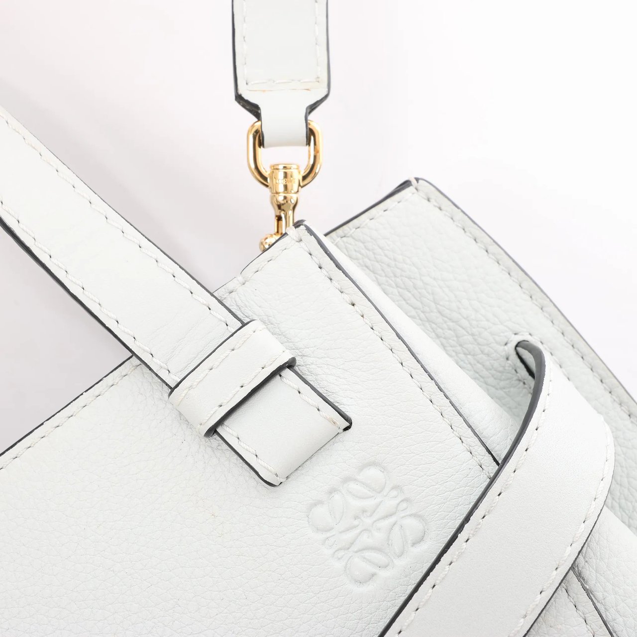 Loewe LOEWE Gate Mini Top Handle Leather 2Way Handbag in Gray Grijs