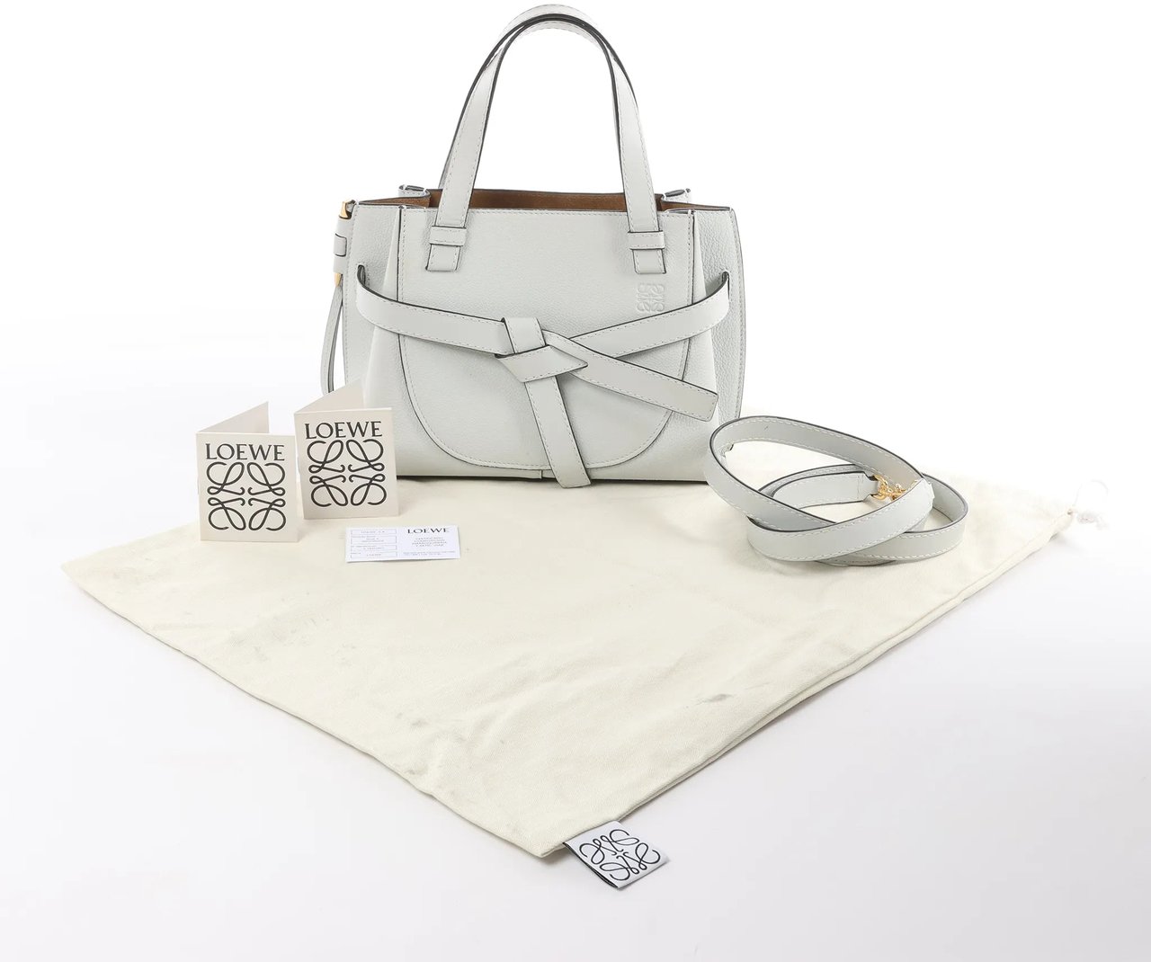 Loewe LOEWE Gate Mini Top Handle Leather 2Way Handbag in Gray Grijs