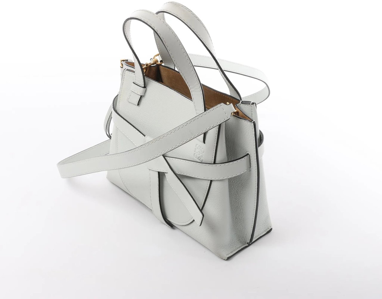Loewe LOEWE Gate Mini Top Handle Leather 2Way Handbag in Gray Grijs