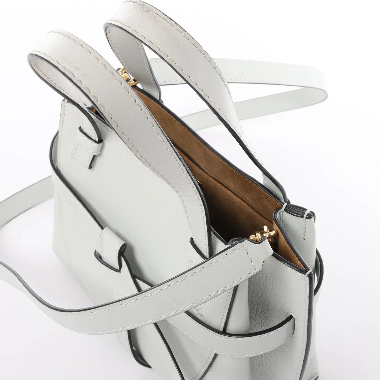 Loewe LOEWE Gate Mini Top Handle Leather 2Way Handbag in Gray Grijs
