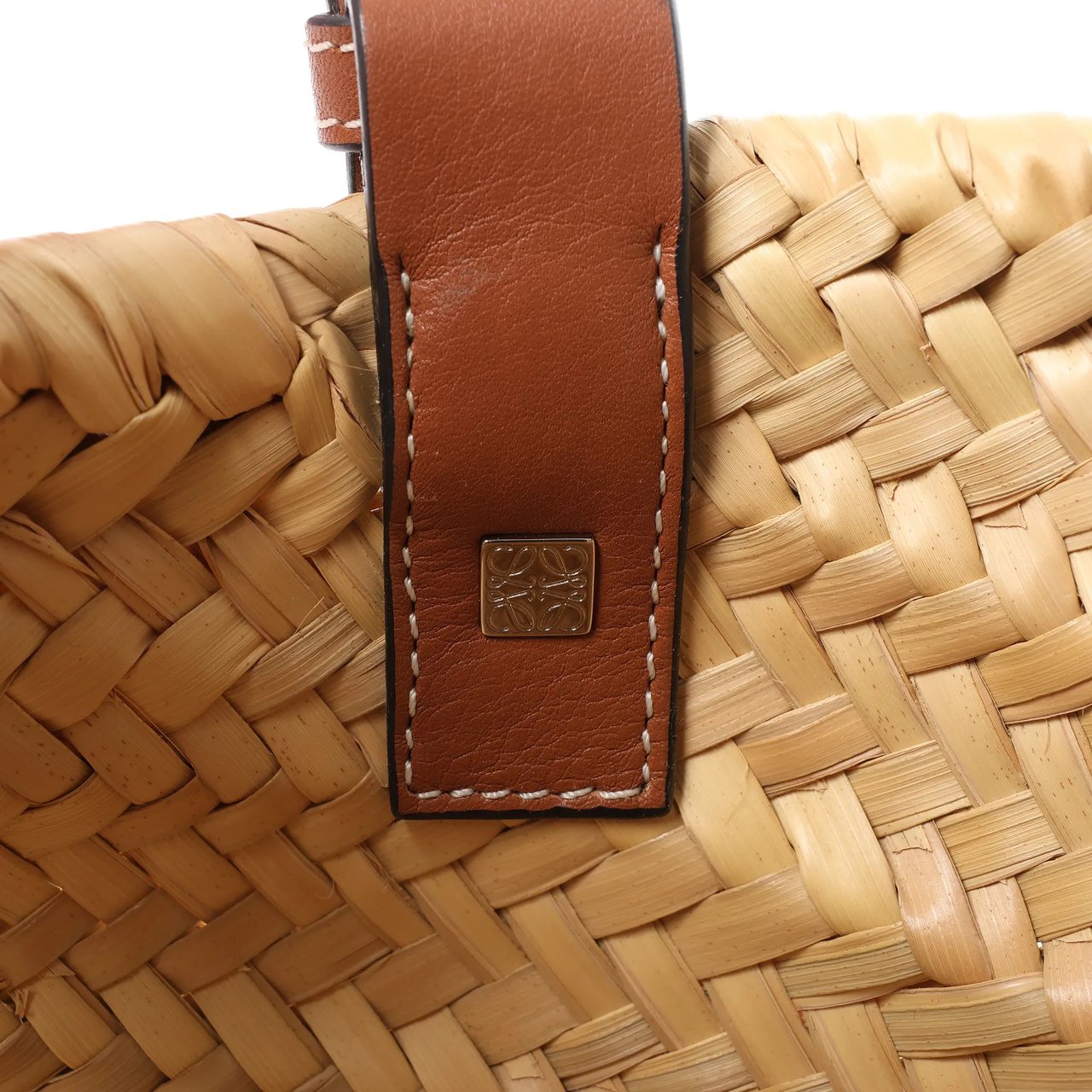 Loewe LOEWE Anagram Basket Small Raffia x Leather Handbag in Beige x Brown Divers