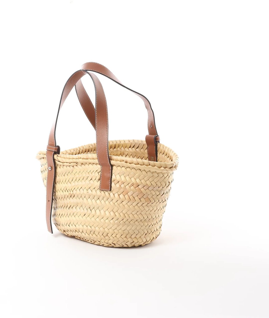 Loewe LOEWE Anagram Basket Small Raffia x Leather Handbag in Beige x Brown Divers