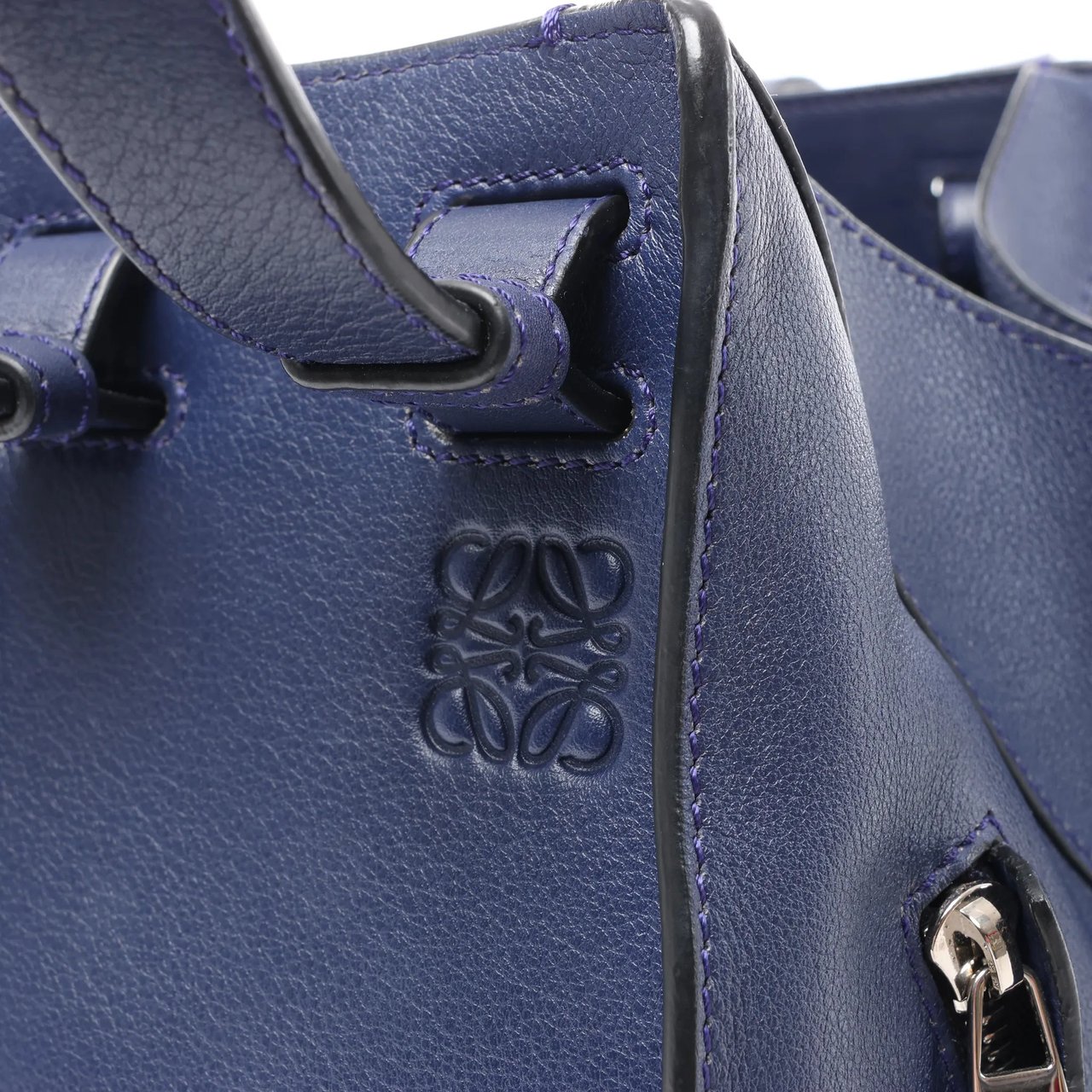 Loewe LOEWE Hammock Medium Leather 2Way Handbag in Navy Blue Navy