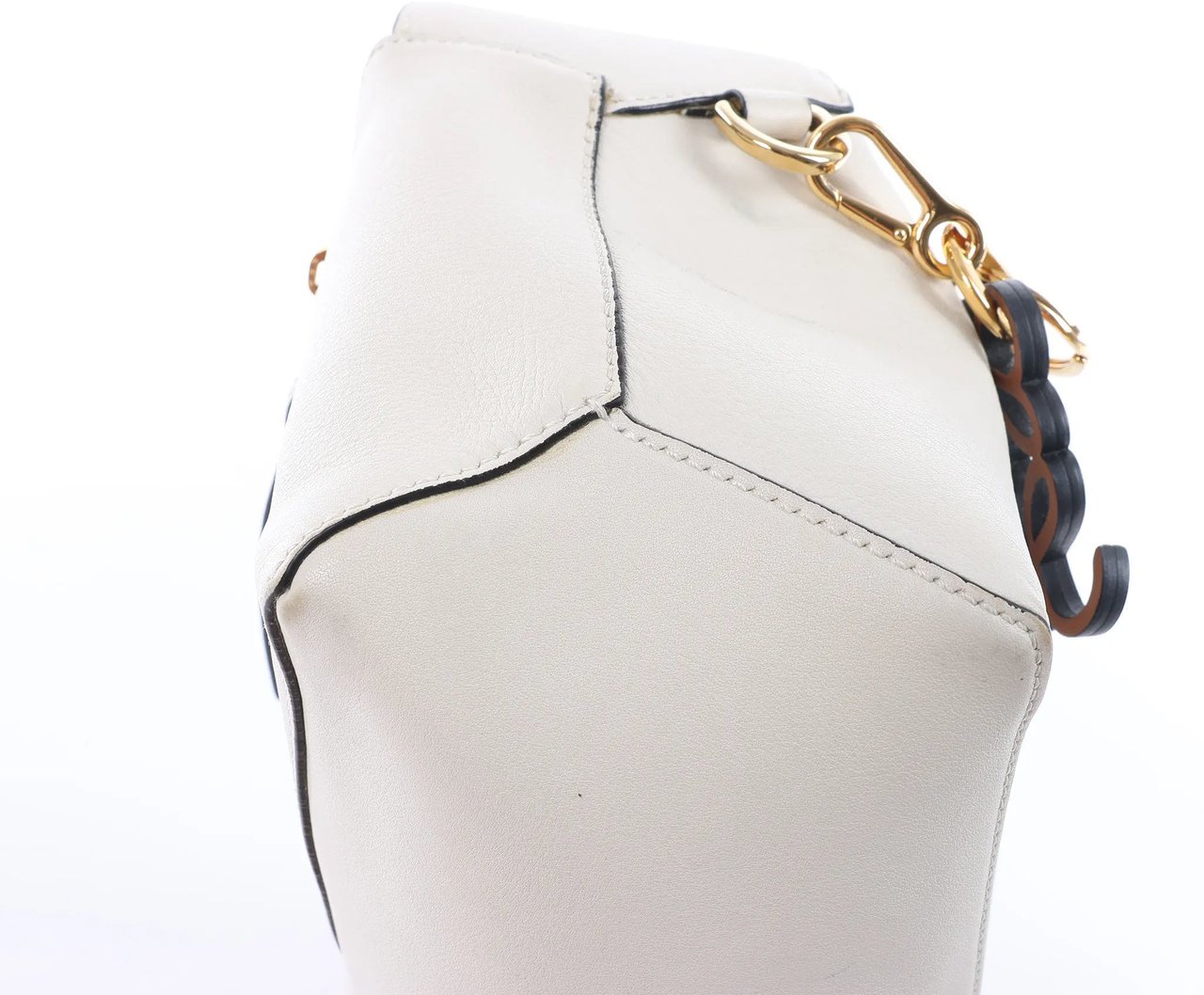LOEWE Puzzle Hobo Leather Shoulder Bag in White Wit