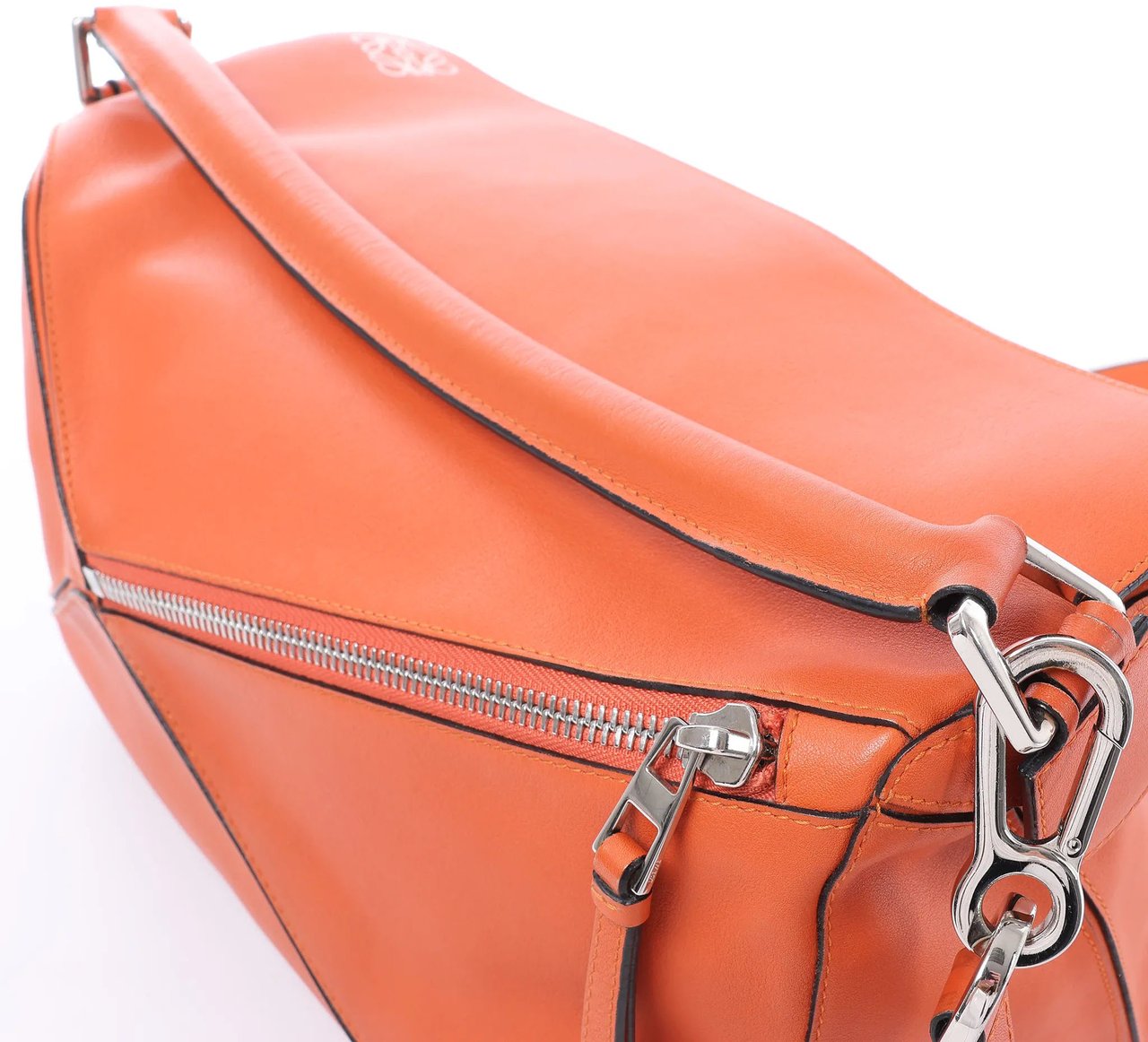LOEWE Puzzle Large Leather 2Way Handbag in Orange Oranje