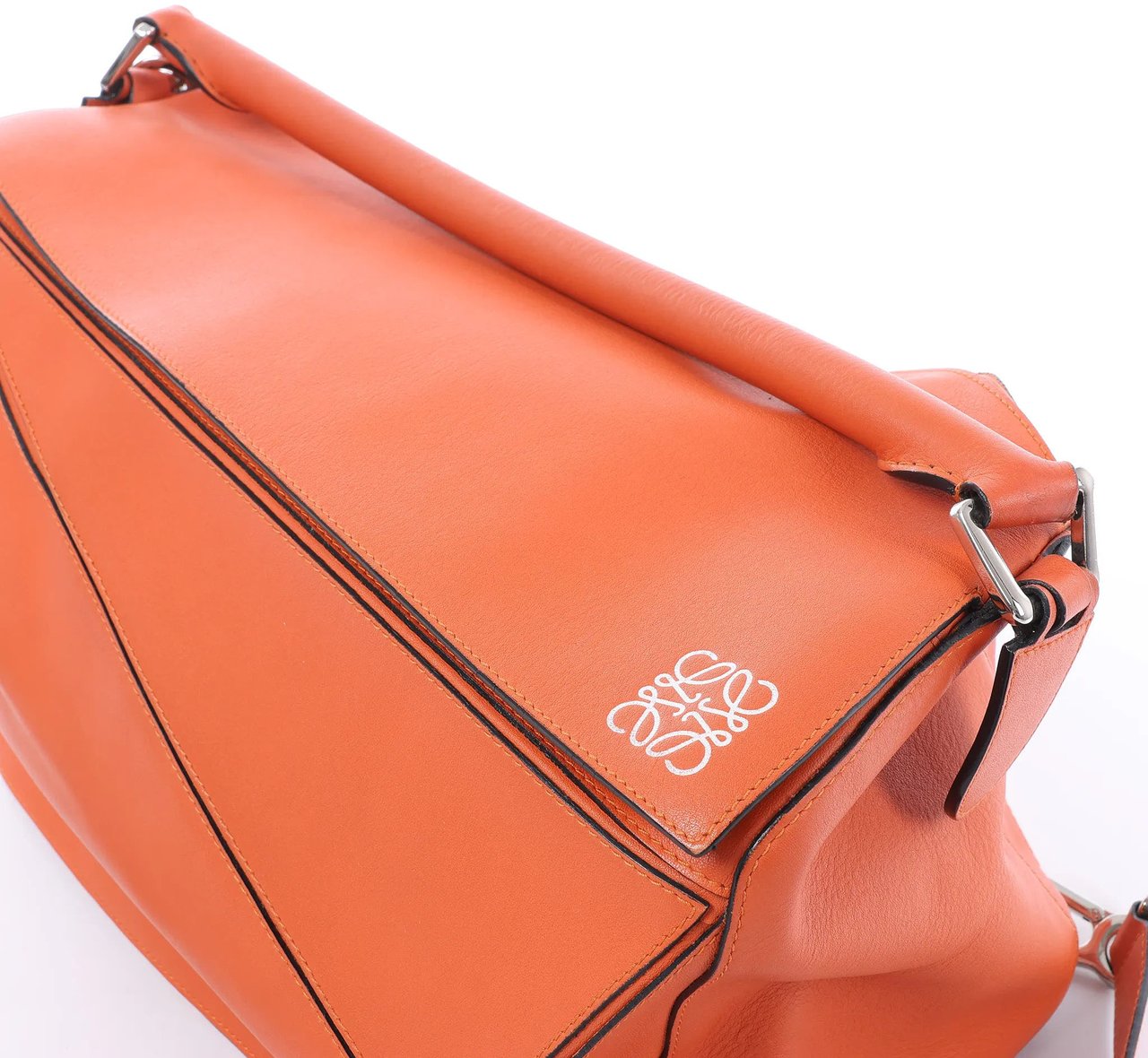 LOEWE Puzzle Large Leather 2Way Handbag in Orange Oranje