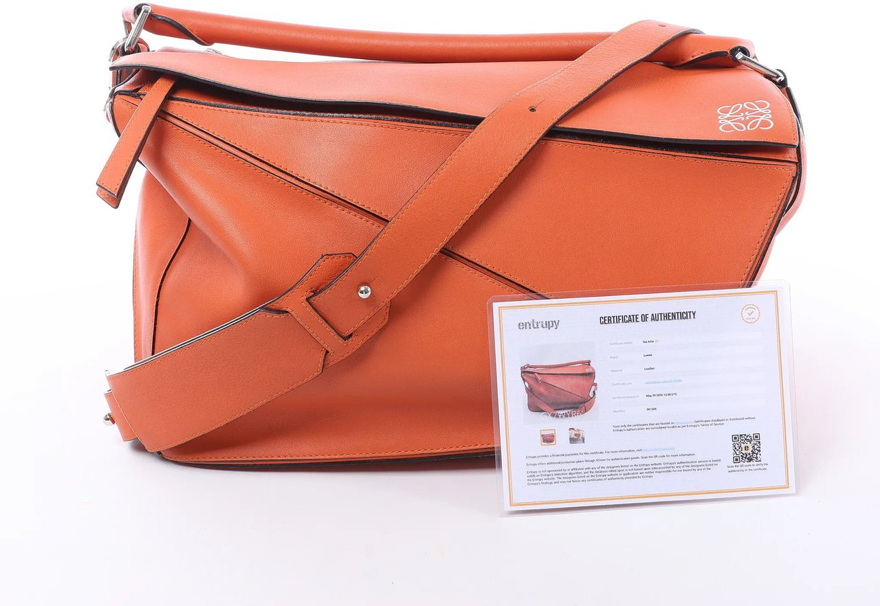 LOEWE Puzzle Large Leather 2Way Handbag in Orange Oranje