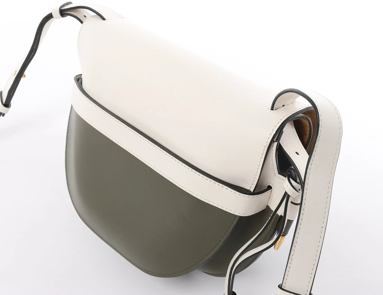 LOEWE Gate Small Crossbody Bag in White x Green Divers