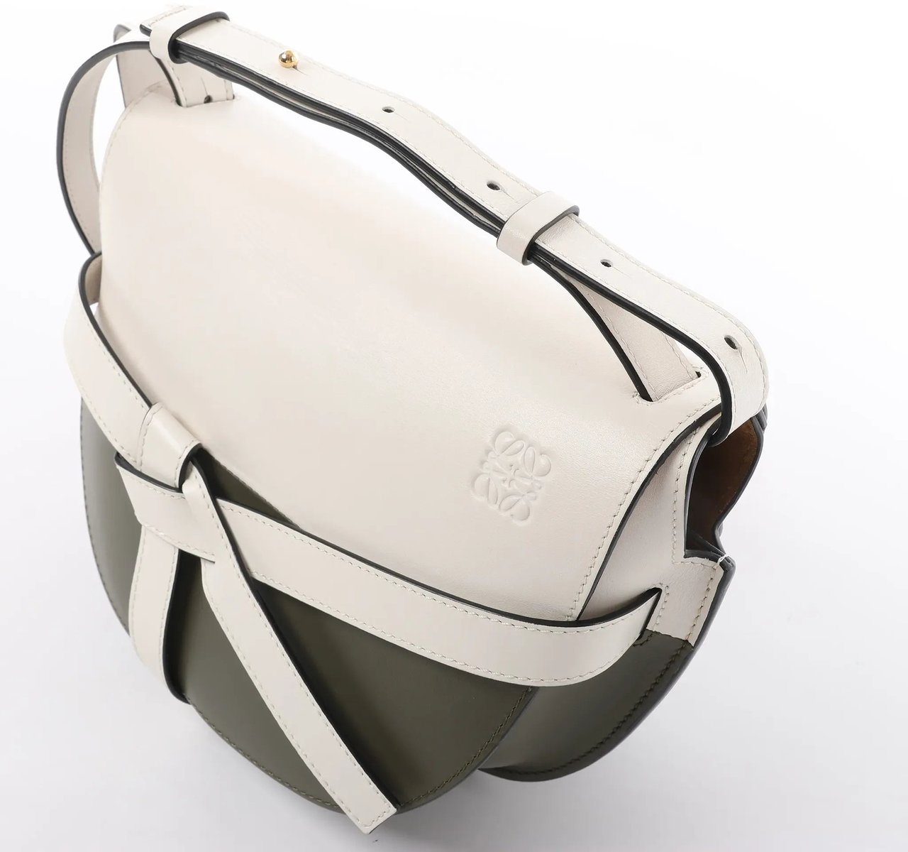 LOEWE Gate Small Crossbody Bag in White x Green Divers