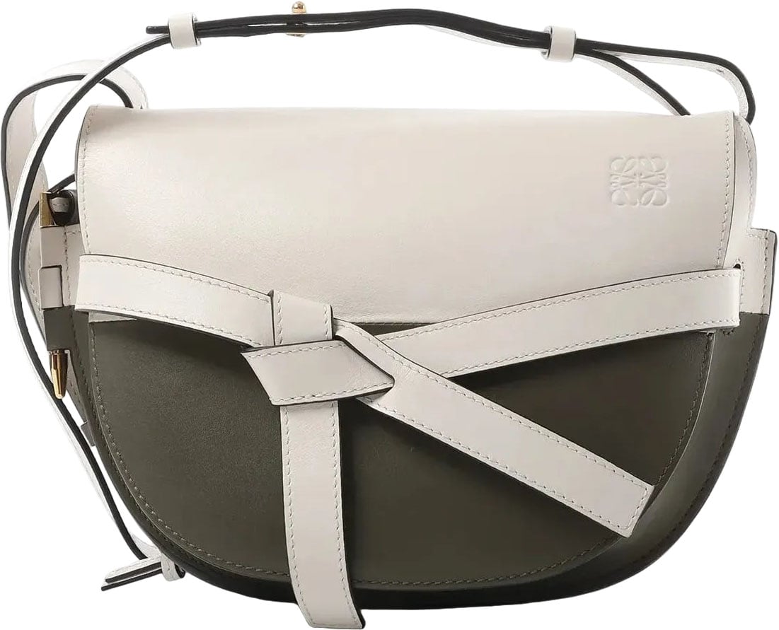 LOEWE Gate Small Crossbody Bag in White x Green Divers