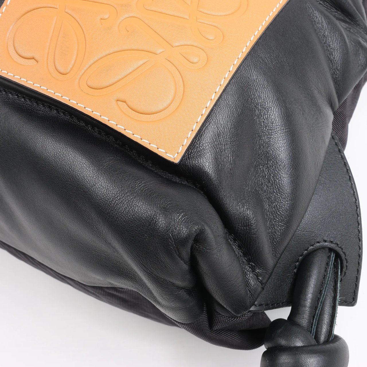 LOEWE Puffy Yago Leather x Nylon Backpack in Black x Brown Divers