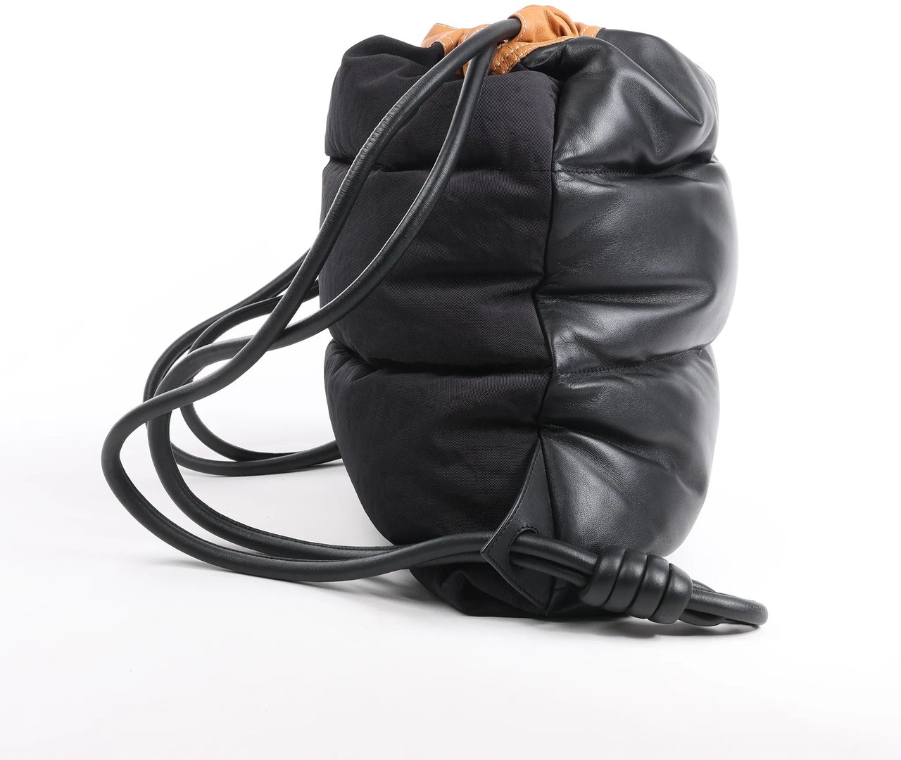 LOEWE Puffy Yago Leather x Nylon Backpack in Black x Brown Divers