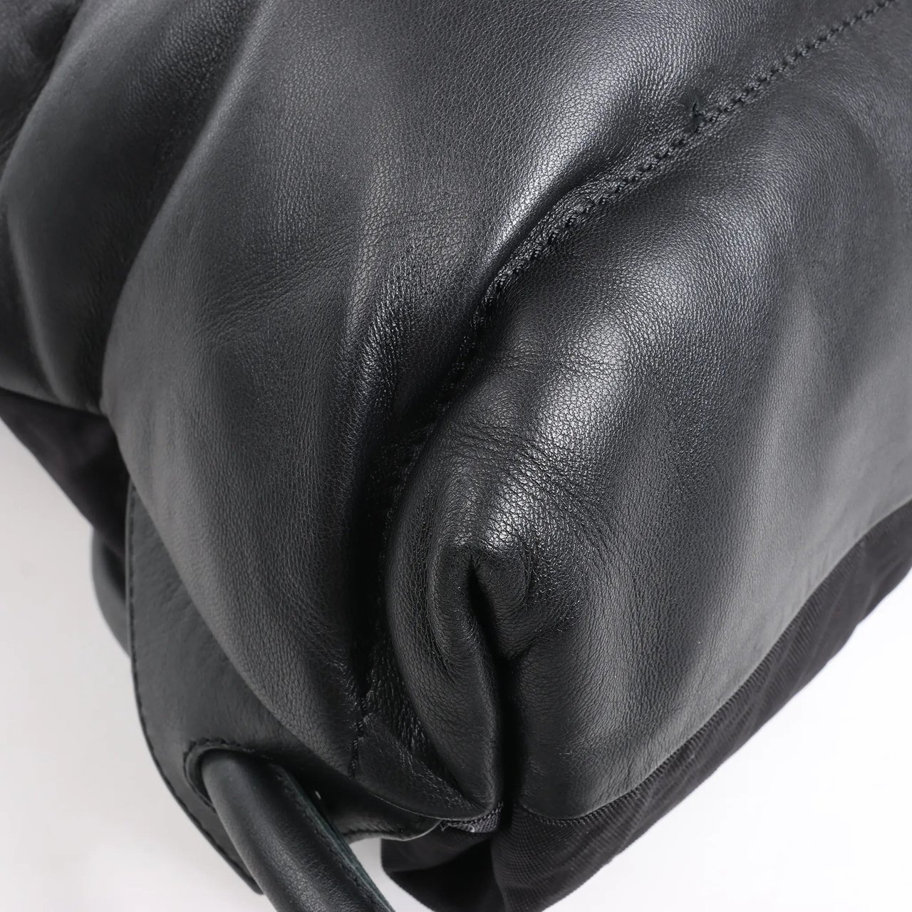 LOEWE Puffy Yago Leather x Nylon Backpack in Black x Brown Divers