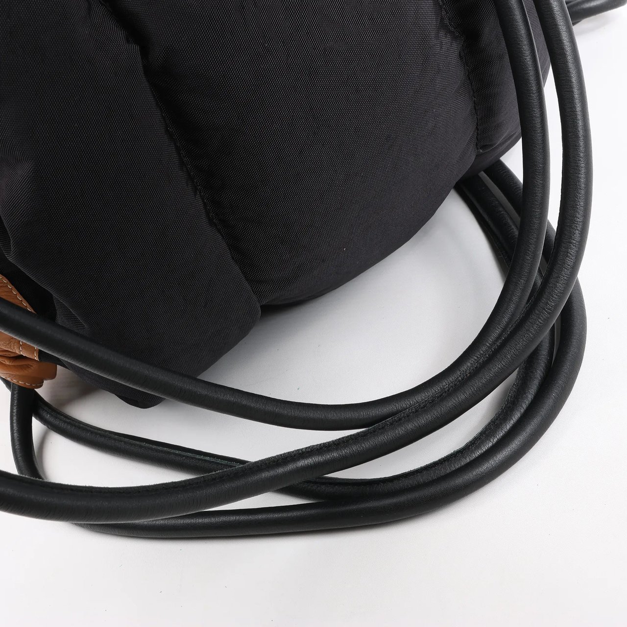 LOEWE Puffy Yago Leather x Nylon Backpack in Black x Brown Divers